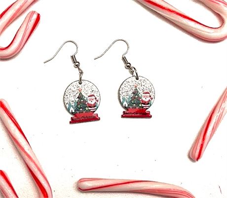 Santa Claus snow globe earrings