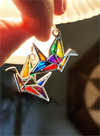Origami crane earrings