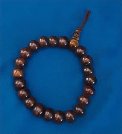 Vintage bone wrist mala - 21 beads with tigers eye guru bead