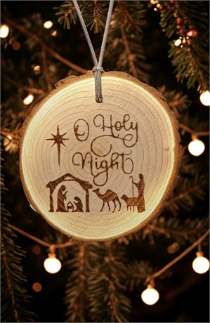 Oh Holy Night Wood Ornament