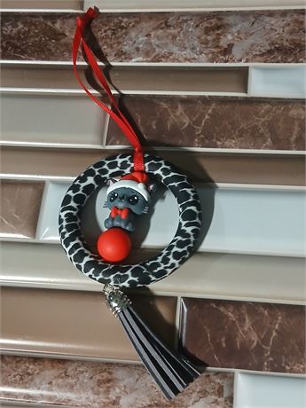Christmas grey cat ring ornament